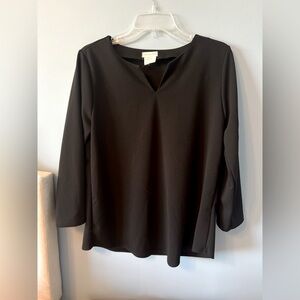 Van Heusen Black Blouse with 3/4 Sleeves